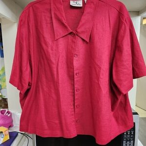 Elegant Red Button-Down Shirt by